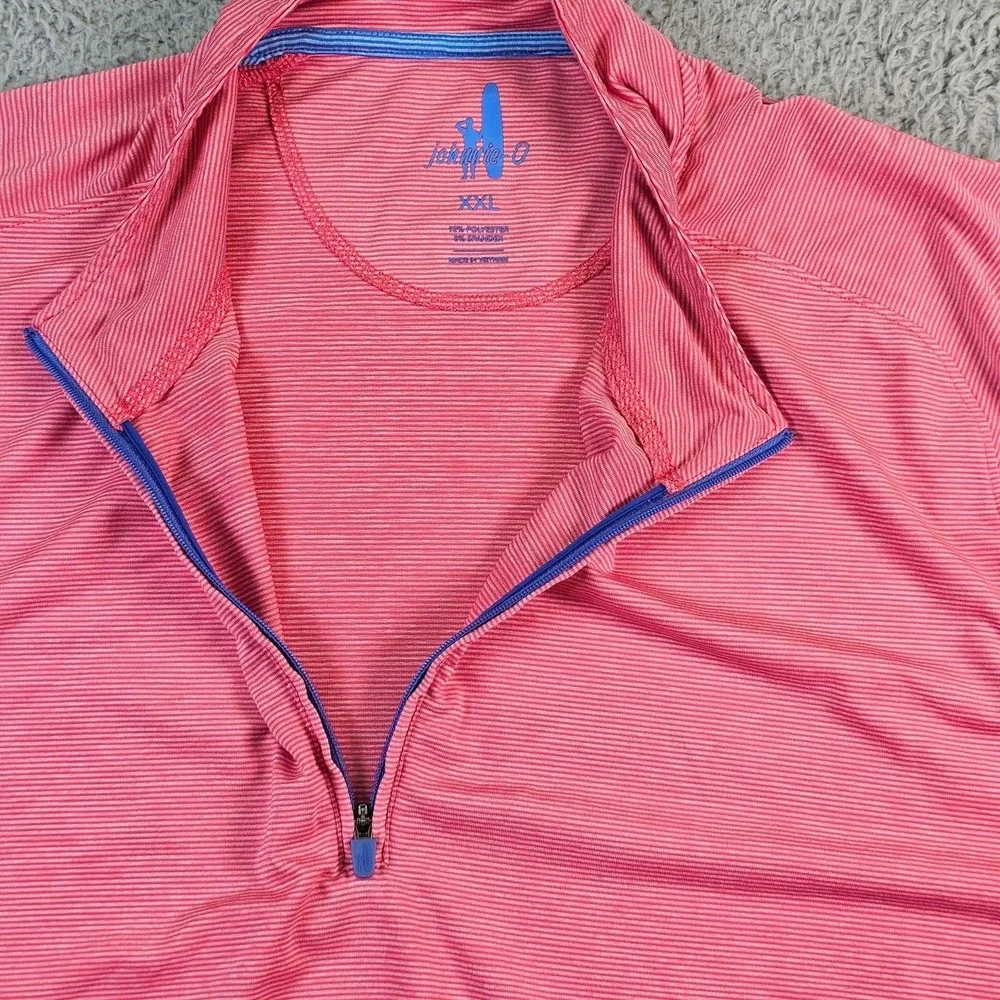 Johnnie-O Mens 2XL Pink Striped 1/4 Zip Harrison Lake CC Golf Pullover